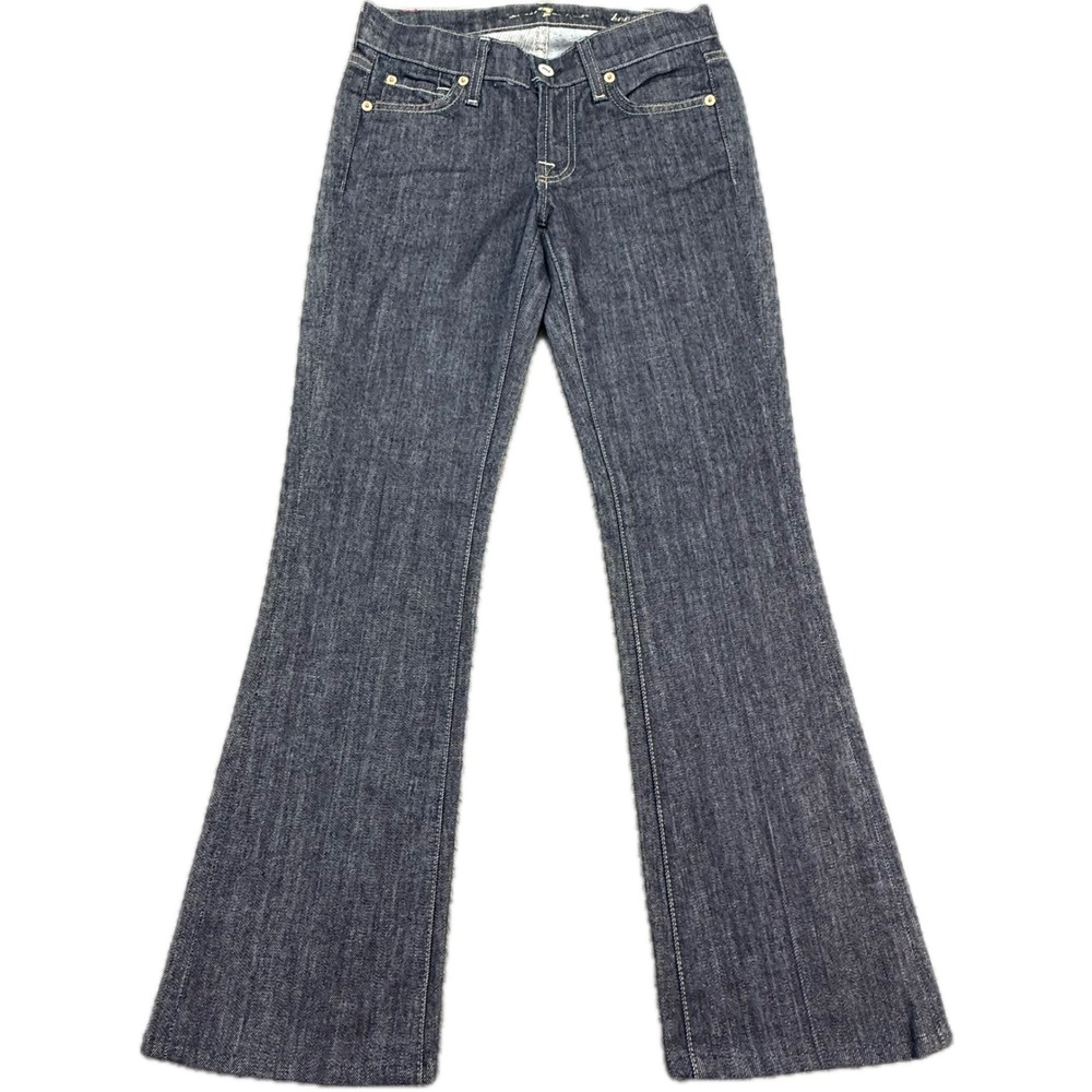 7 For All Mankind Bootcut Jeans Womens 24 Blue Dark Wash Low Rise Stretch